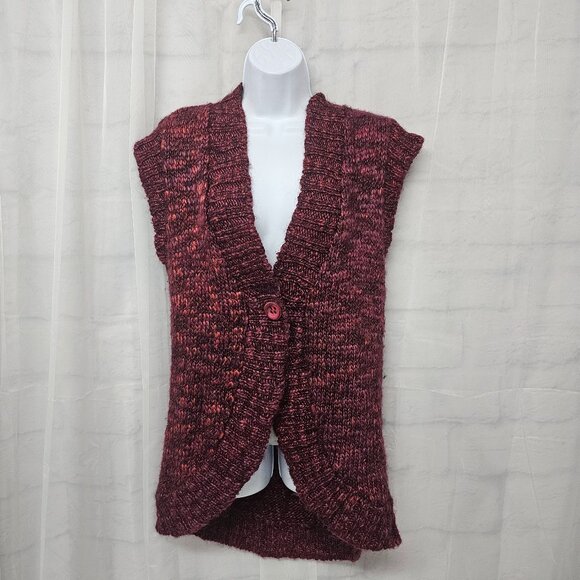 Lillian Nicole Sweater Vest Red Pink Chunky Knit Boho Twee XL - Picture 8 of 8